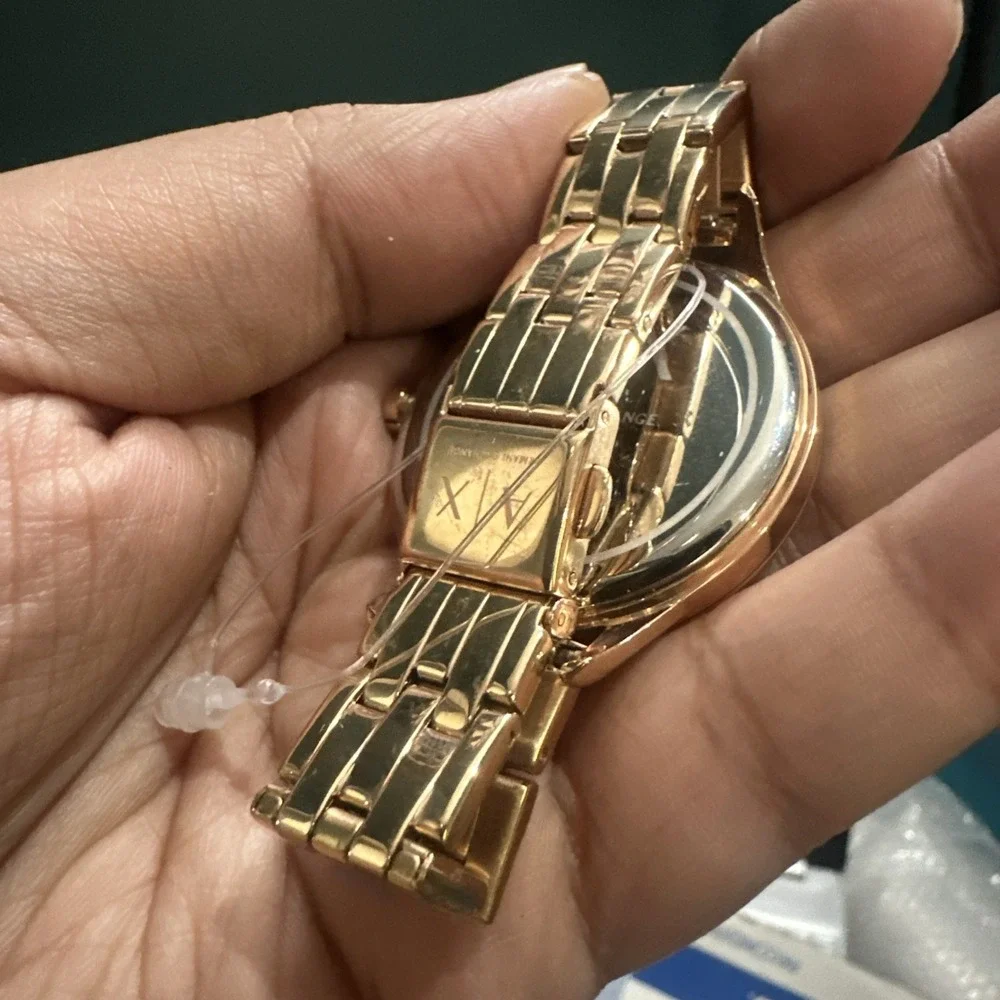 Works Armani Exchange Womens Watch Black Dial Rose Gold 38mm Fit 5in Small Wrist